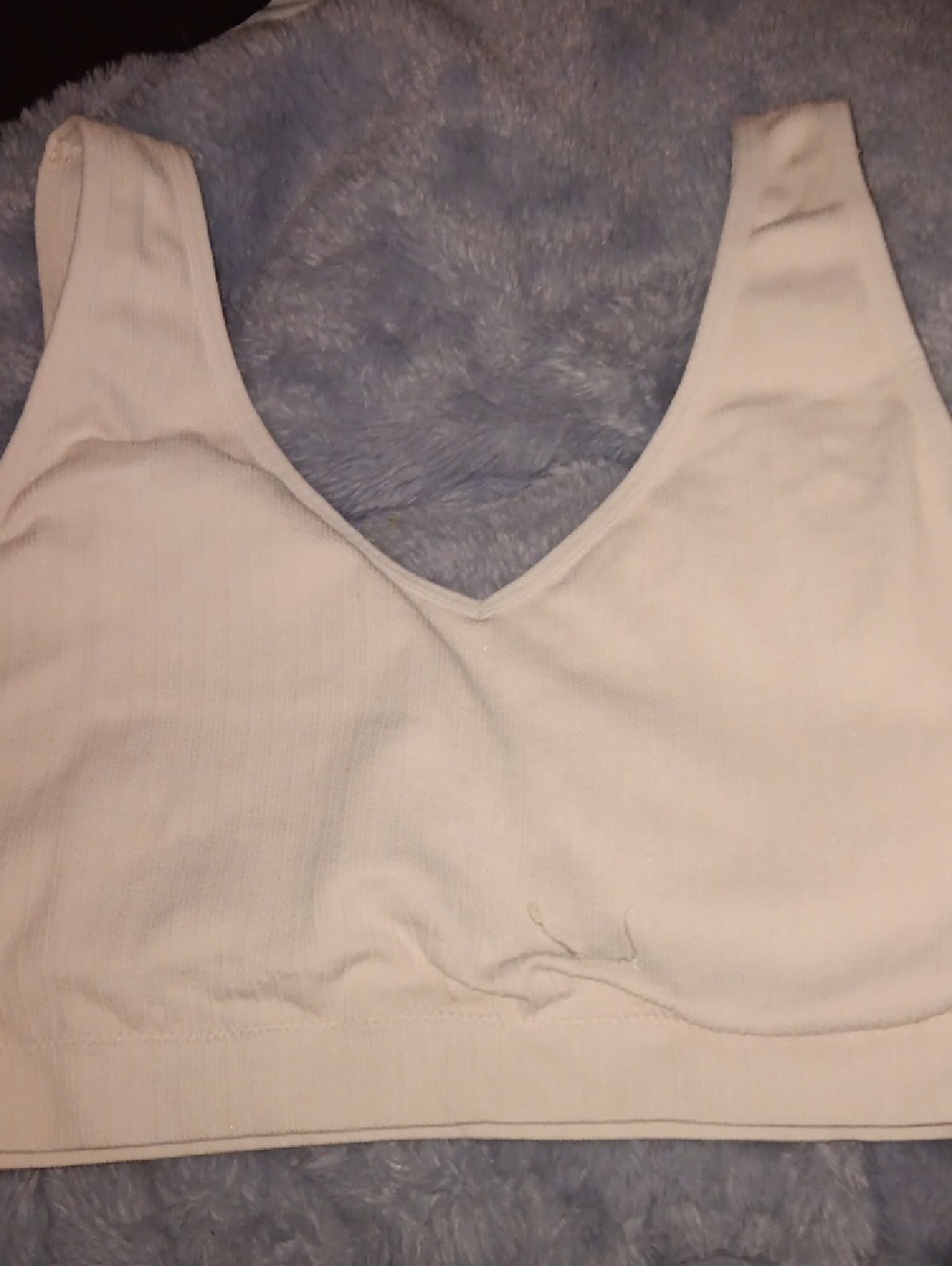 kathy ireland Cream Ribbed Seamless Bralette 3xl